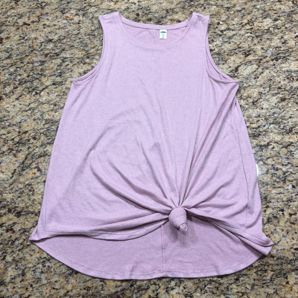 Old Navy Luxe Tank Top Womens Medium Mauve Pink Front Knot Sleeveless Knit Shirt
